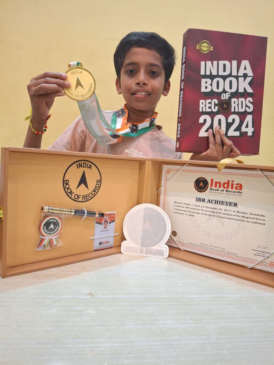 Bhavish Gowda J of RVK – Vijayanagar in India Book of Records